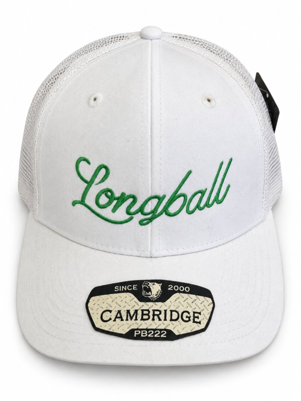 Longball White Green Script Mesh Trucker Snapback Hat
